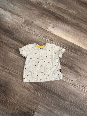 Lee Kids' Heather Gray Dino-Print Tee with Yellow Trim